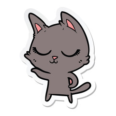 sticker of a calm cartoon cat