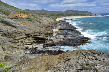 Rocky Coast of Oahu Island, Hawaii, USA