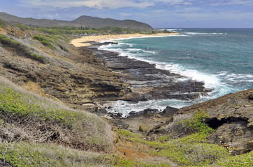 Rocky Coast of Oahu Island, Hawaii, USA