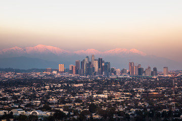 LA Skyline with Snow at Sunset 10