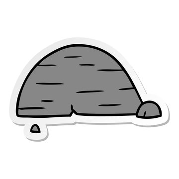 sticker cartoon doodle of grey stone boulder