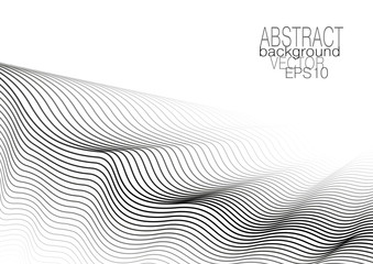 Monochrome line art pattern. Squiggle black lines on white background. Striped creative design. Vector technology cover layout. Abstract template for leaflet, flyer, book, poster. EPS10 illustration