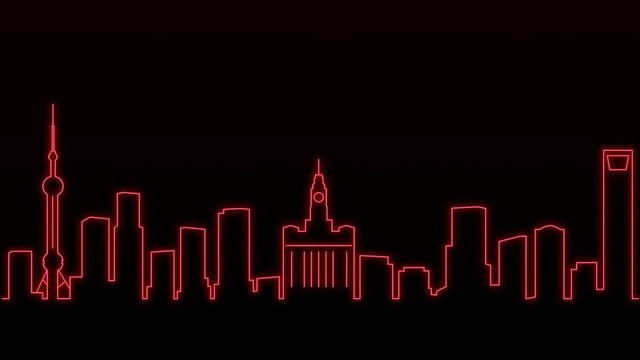 Shanghai Light Lines Skyline Animation