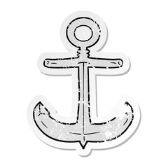 distressed sticker of a cartoon anchor