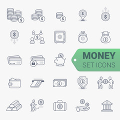 Simple Set of Money Related Vector Line Icons.