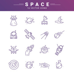 Vector line icon set for astronomy. Linear web symbol for space.
