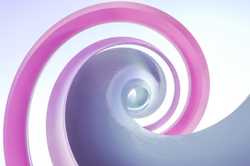 3d rendering, cyan and pink curves surface