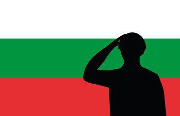 Soldier silhouette on Bulgaria flag background