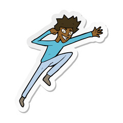 sticker of a cartoon jumping man