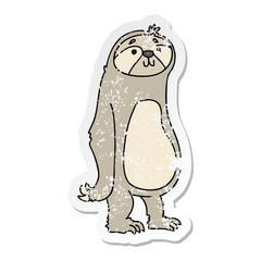 Obraz premium distressed sticker of a quirky hand drawn cartoon sloth