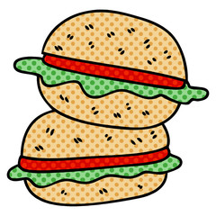 quirky comic book style cartoon veggie burger