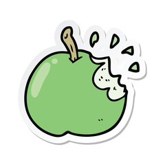 sticker of a cartoon bitten apple