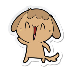 sticker of a cartoon laughing dog