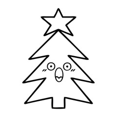 Obraz premium line drawing cartoon christmas tree