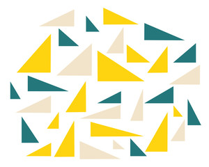 set of chaotic colored triangles on white background