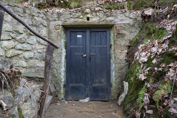 Old beer cave in Germany with wooden door