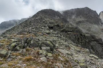 Rocky Landscape from Hiking Route to climbing a Musala peak, Rila mountain, Bulgaria
