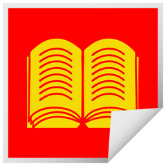 square peeling sticker cartoon open book