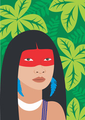 Ilustração de uma índia brasileira da amazônia