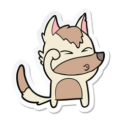 sticker of a cartoon wolf pouting