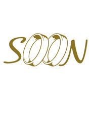 text soon 2 ringe bald rund kreis heiraten ring hochzeit schmuck junggesellenabschied gold paar liebe verliebt antrag verlobt frau mann pärchen clipart design