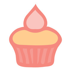 Sticker cake with cream rose isolated on white background. Vector illustration.