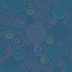 Abstract seamless pattern with randomly circles of thin lines. Abstract background with little circles. Vector illustration.