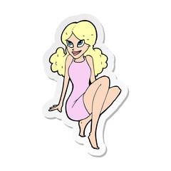 sticker of a cartoon attractive woman posing