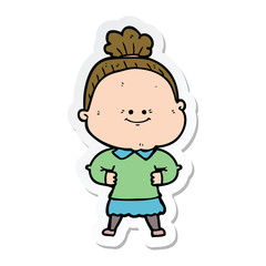 sticker of a cartoon happy old woman