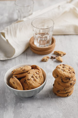 cookies and glasses on wooden table