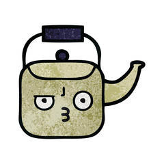 retro grunge texture cartoon kettle