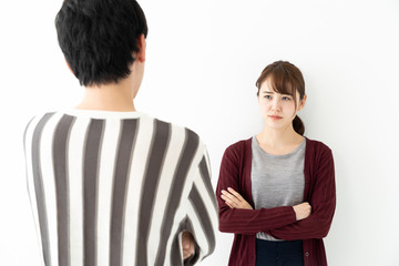 portrait of young asian couple talking
