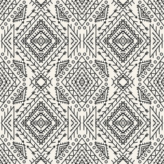 Ethnic thin line seamless pattern. Tribal background. Vector illustration.