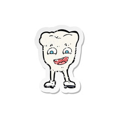 retro distressed sticker of a cartoon happy tooth