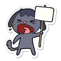 sticker of a cute cartoon dog barking