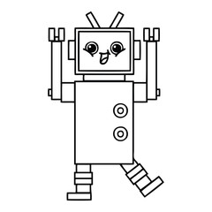 line drawing cartoon robot