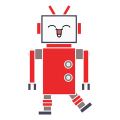 flat color retro cartoon robot