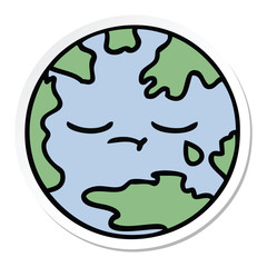 sticker of a cute cartoon planet earth