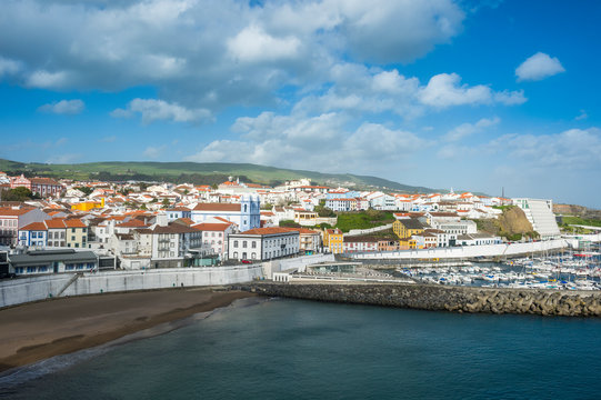 Portugal, Azores, Terceira, Angra do Heroismo, Overlook over the town
