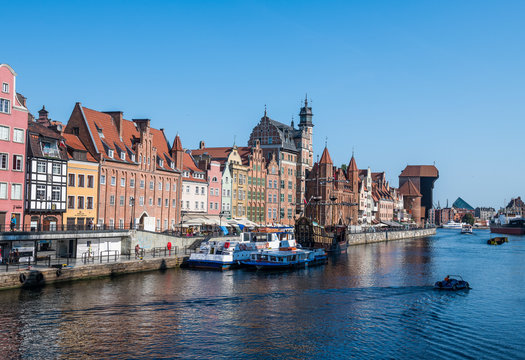 Poland, Gdansk, Hanseatic League houses on the Motlawa river