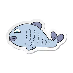 Fototapeten sticker of a cartoon fish © lineartestpilot
