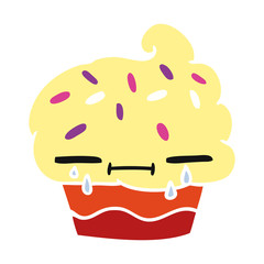 cartoon of a crying cupcake
