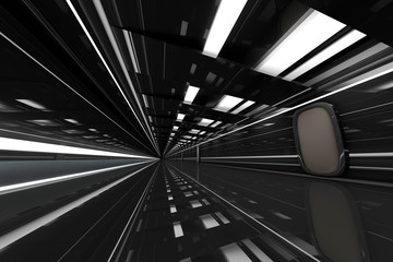 Architecture visualization of a futuristic passageway, D Rendering