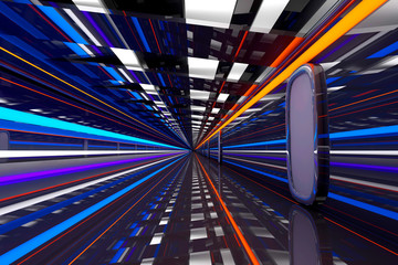 Architecture visualization of a futuristic passageway, D Rendering