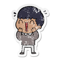 distressed sticker of a laughing cartoon man