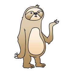quirky gradient shaded cartoon sloth