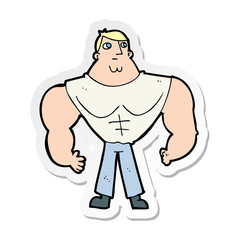 sticker of a cartoon body builder
