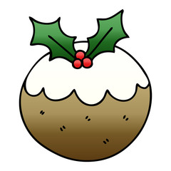 quirky gradient shaded cartoon christmas pudding