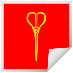 quirky square peeling sticker cartoon scissors