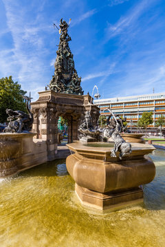 Germany, Mannheim, fountain with Grupello Pyramid at Paradeplatz